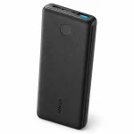 Anker PowerCore Slim 10000 power bank angled view showing USB port and LED indicator