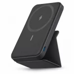 Anker MagGo magnetic power bank angled view showing wireless charging pad and stand