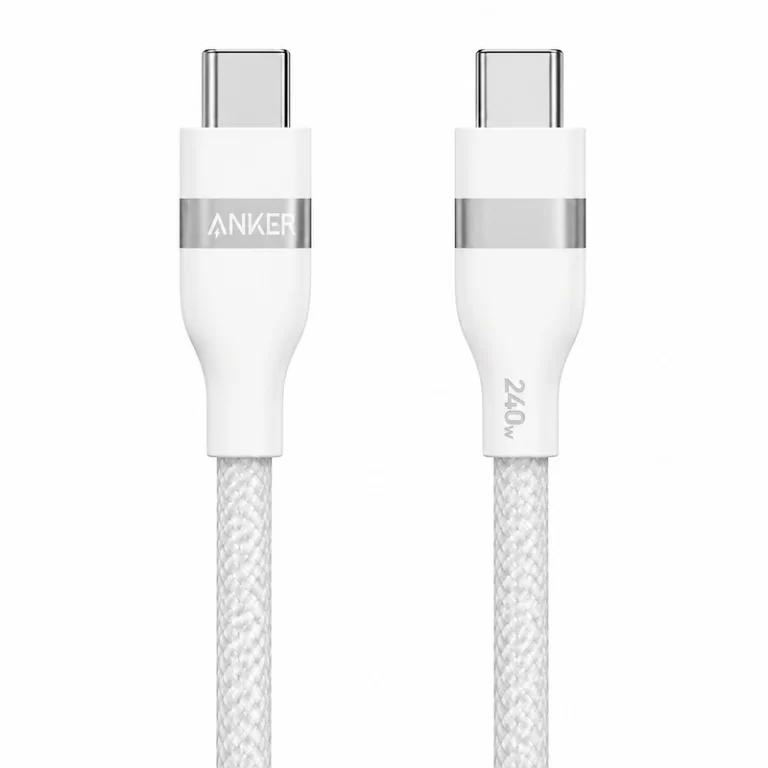 Anker 240W USB-C to USB-C braided cable with connectors shown side by side