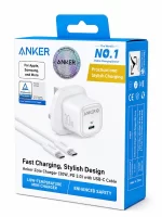 Anker Zolo 30W charger with USB-C cable retail packaging box in white