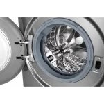 LG F4R5VYG2P 9kg front load washing machine stainless steel drum interior with open door