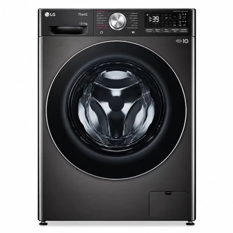 LG ThinQ 13/7kg black front load washer dryer with Inverter Direct Drive and digital controls