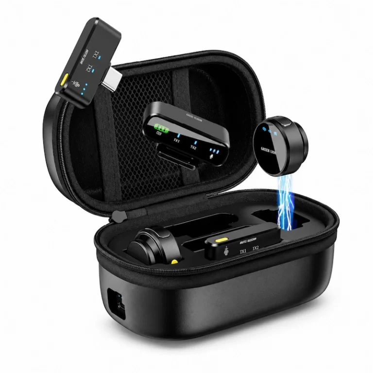 Green Lion GM-85X 3-in-1 Microphone components in open carry case