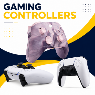 Gaming Controllers with PlayStation and Xbox style gamepads on thumbnail