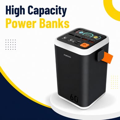 High capacity power bank with display and multiple charging ports