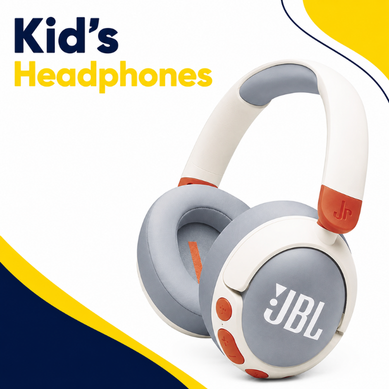 Kid's headphones category thumbnail with white and gray child-friendly headset