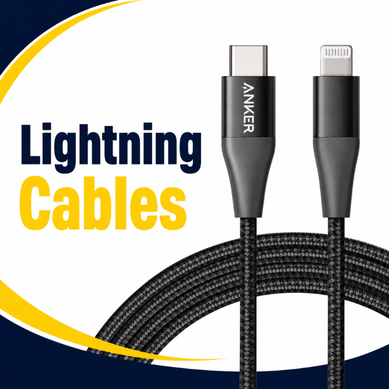 Lightning cables with braided cord and USB-C connector for phones
