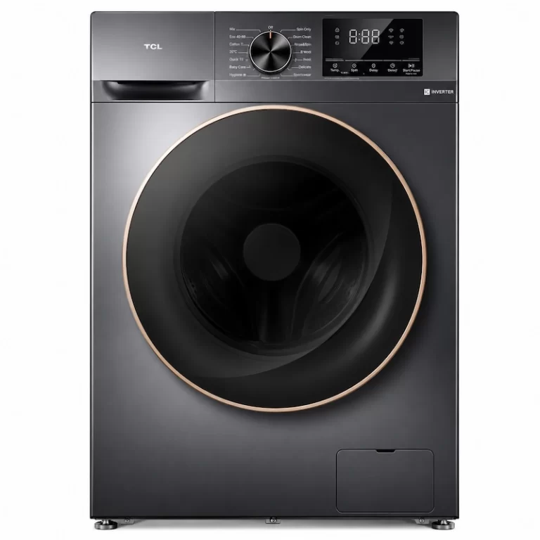 TCL P1109FL front load washing machine front view with digital control panel