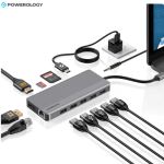 Powerology 12 in 1 USB C hub connected to laptop with multiple devices HDMI Ethernet USB Nairobi Kenya