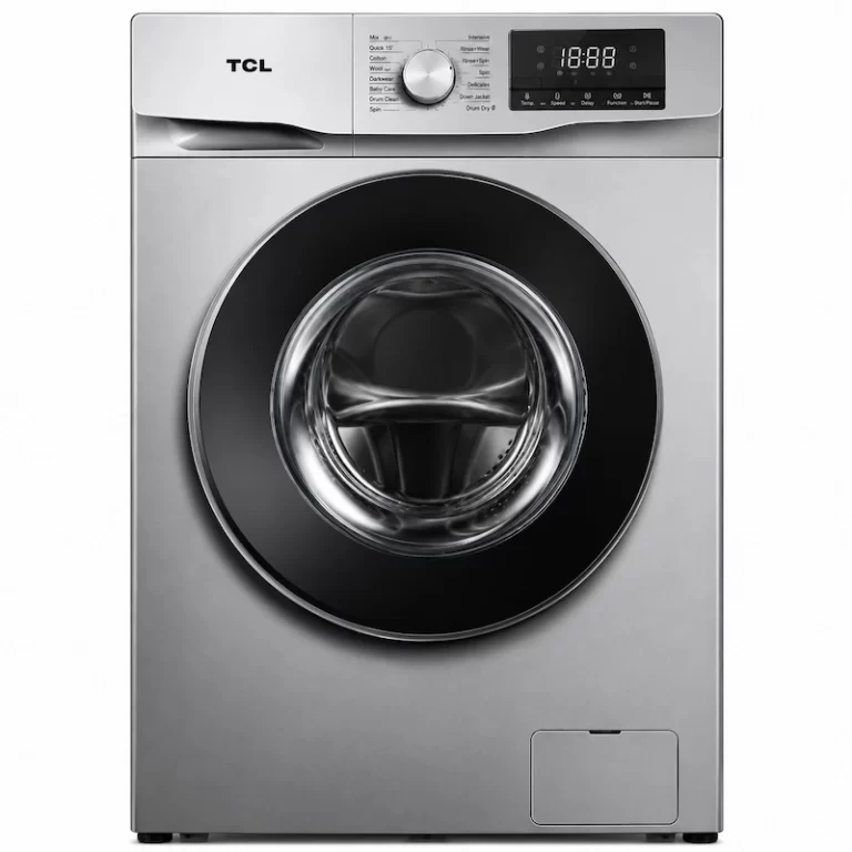 TCL P612FLG front load washing machine front view with digital control panel