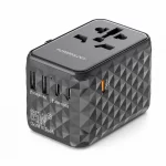 Powerology 65W GaN travel adapter with USB-C and USB-A ports