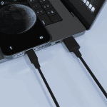 Powerology USB-A to Lightning cable connected to laptop for data sync Nairobi Kenya