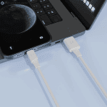 Powerology white Lightning cable connected to laptop iPhone charging Nairobi Kenya
