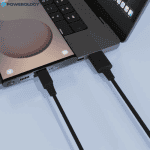 Powerology USB-C cable black connected to laptop charging Nairobi Kenya