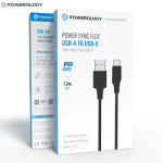 Powerology USB-A to USB-C PD 20W cable black retail box Nairobi Kenya