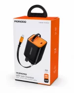 Porodo Tezpatro 30W GaN charger retail packaging box with retractable cable