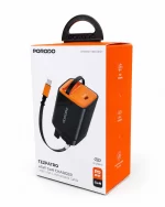 Porodo Tezpatro 45W GaN charger retail packaging box with retractable cable
