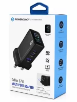 Powerology GaNex 67W multi-port adapter retail packaging box