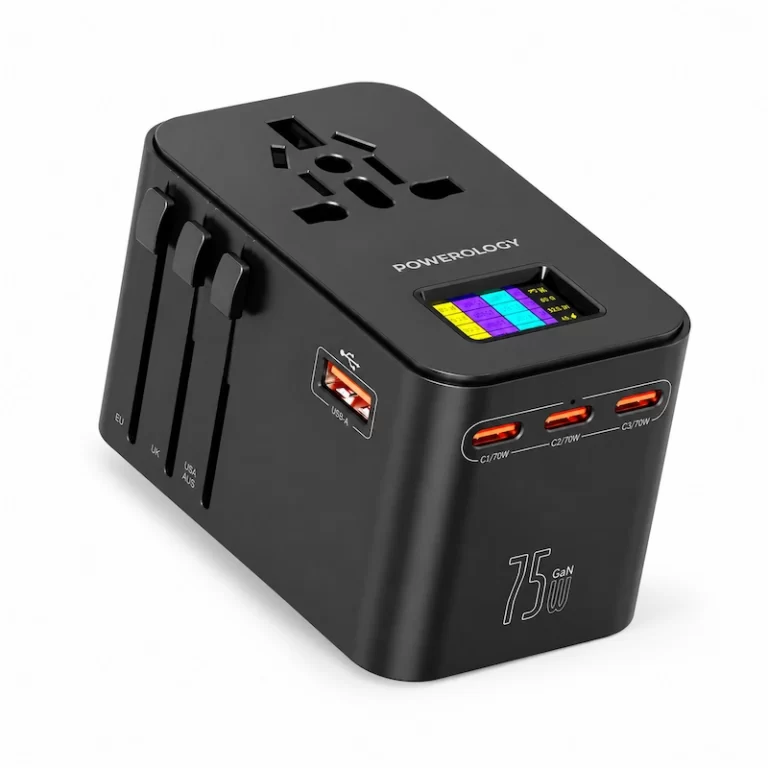 Powerology universal charger 4-port fast charging with real-time power display