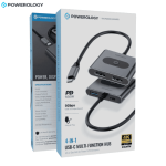Powerology 4 in 1 USB C hub retail box packaging with specifications Nairobi Kenya
