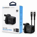 Powerology Volt-X 25W mini GaN wall charger with USB-C cable and retail box