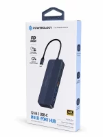 Powerology 12-in-1 USB-C Multi-Port Hub retail packaging shown from front angle