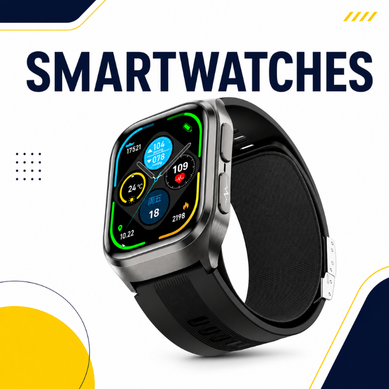 Smart Watches category thumbnail showing black smartwatch with digital fitness display