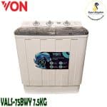 Von VALS-75BWY Twin Tub Washing Machine - 7.5Kg