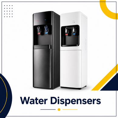 Water dispensers in black and white for home and office use