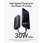 Anker Nano Power Bank A1259 charging iPhone at 30W with built-in USB-C cable