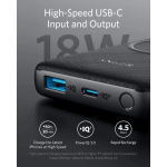Anker PowerCore III Sense 10K Wireless ports showing 18W USB-C charging