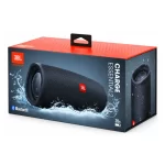 JBL Charge Essential 2 portable Bluetooth speaker retail box showing black speaker, Bluetooth support and 20-hour battery life