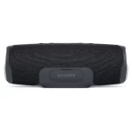 JBL Charge Essential 2 black Bluetooth speaker rear view showing covered charging port section