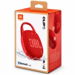 JBL Clip 5 red Bluetooth speaker retail box showing product image, Bluetooth 5.3 and 12-hour battery marking
