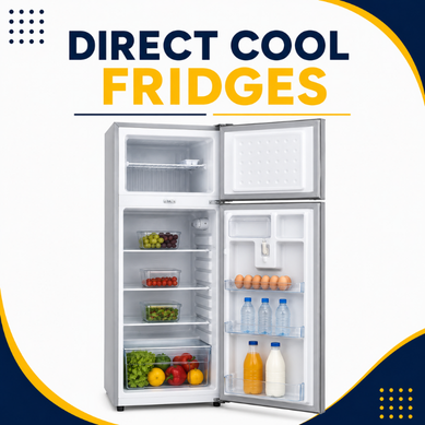 Direct cool fridges with open freezer and organized food storage