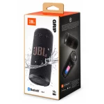 JBL Grip black portable Bluetooth speaker retail box showing Bluetooth 5.4 and up to 14-hour battery life