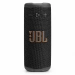 JBL Grip black portable Bluetooth speaker front upright view with large JBL logo and volume and playback controls
