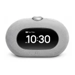 JBL Horizon 3 grey Bluetooth clock radio front view with digital clock display showing 10:30