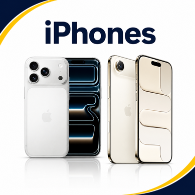 iPhones category thumbnail showing white and gold Apple smartphones