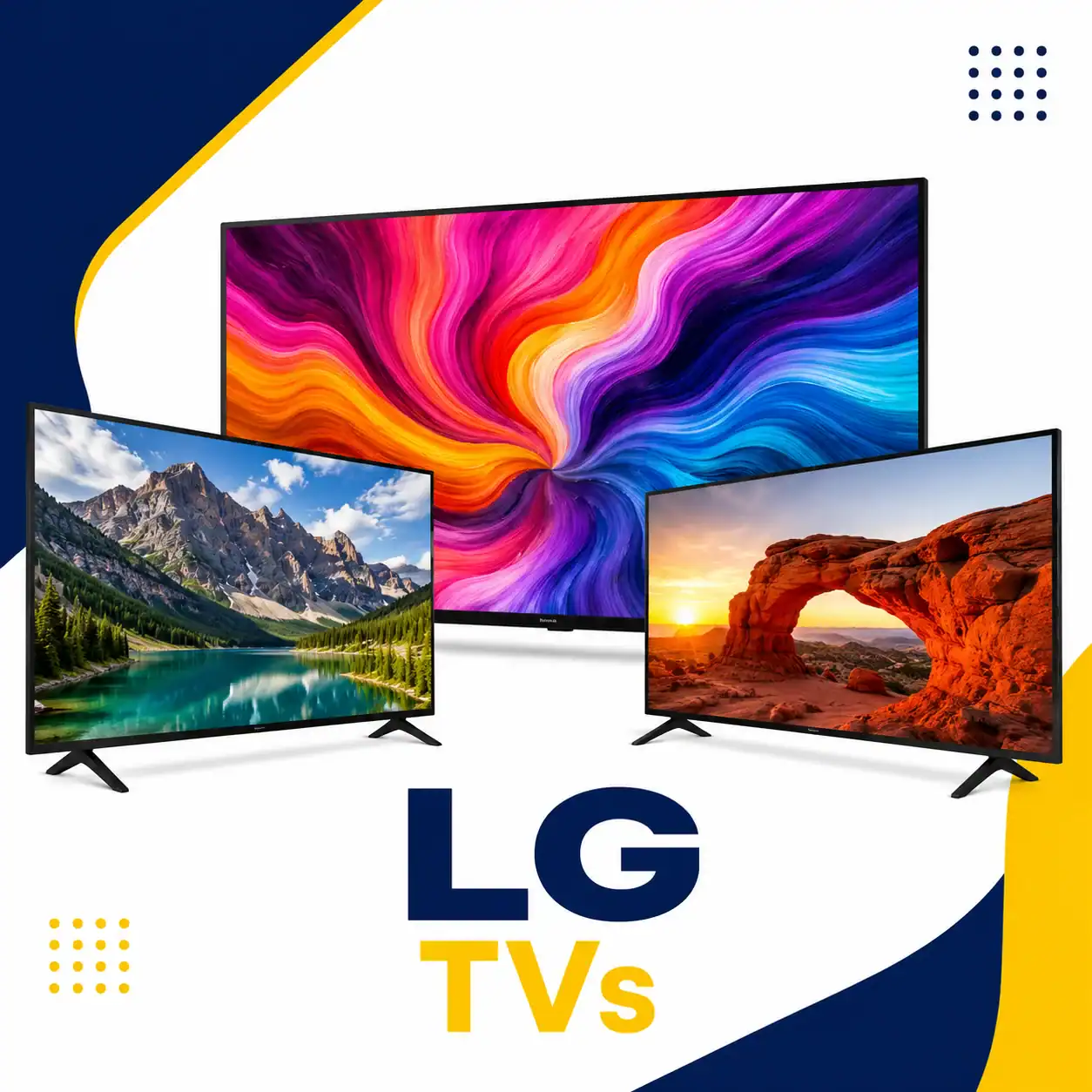 LG TVs category thumbnail featuring multiple smart televisions with vibrant displays