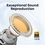 Soundcore Liberty 5 earbud cutaway showing Hi-Res audio driver components