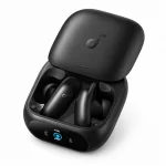 Soundcore Liberty 5 Pro earbuds inside open black charging case