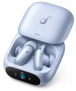 Soundcore Liberty 5 Pro blue earbuds inside open charging case