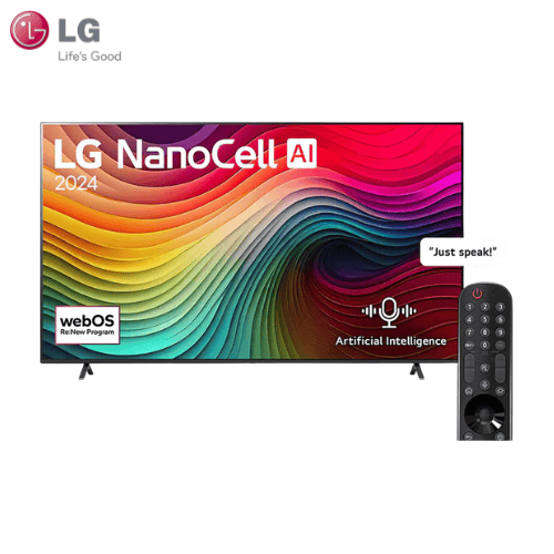 LG 55 inch NanoCell NANO80 4K Smart TV front view with vibrant color display in Nairobi Kenya