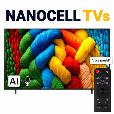 LG NanoCell TVs category thumbnail with AI features and vivid colors