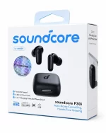 Soundcore P30i noise cancelling earbuds retail packaging box in black