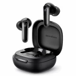 Soundcore P40i noise cancelling earbuds beside open charging case stand