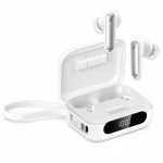 Soundcore P41i white earbuds beside open charging case with battery level