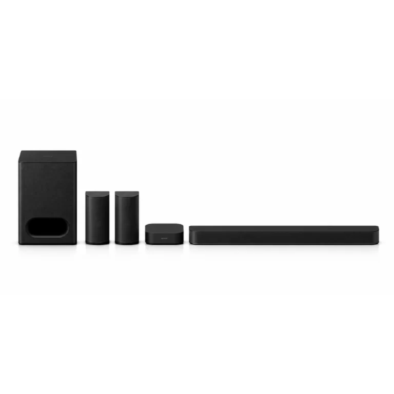 Sony HT-S60 5.1 speaker lineup with subwoofer, rear speakers, wireless amplifier and soundbar