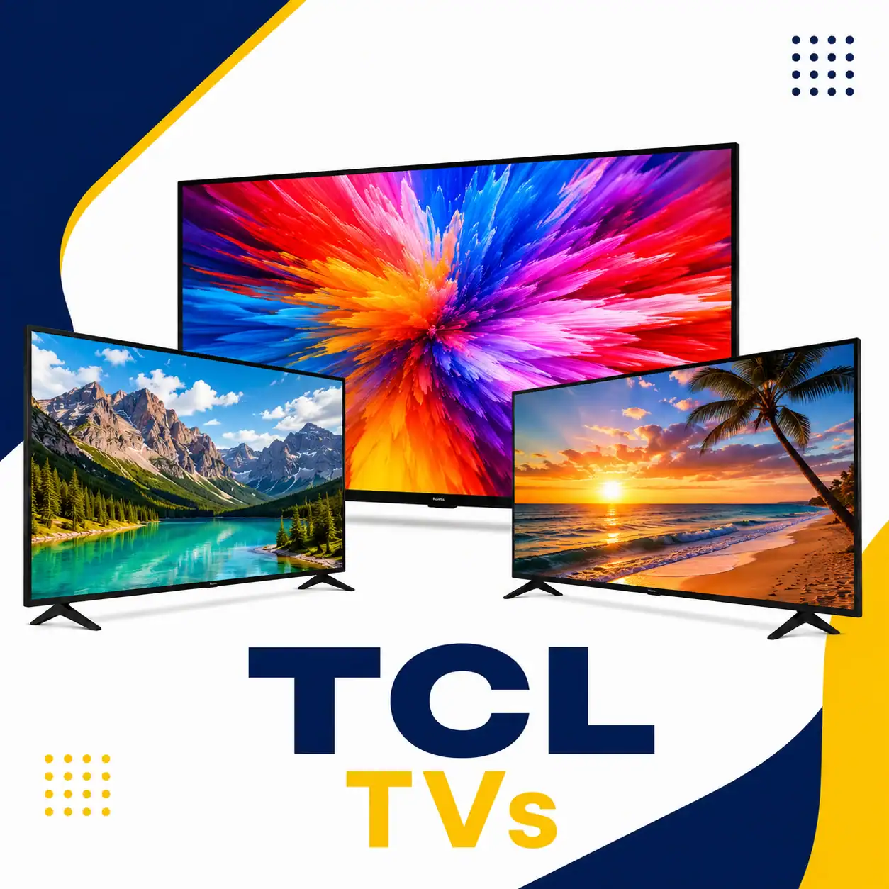 TCL TVs category thumbnail featuring multiple smart televisions with colorful displays